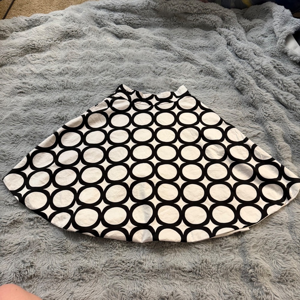Amanda + Chelsea Black White‎ Geometric Circle Print A-Line Skirt Size 2 Mod